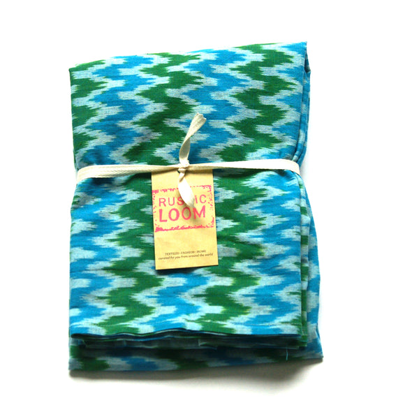 Blue ikat baby swaddle