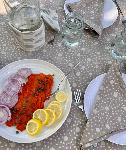 Beige Cosmic Dot Cotton Blockprinted Dinner Napkins Set of 4