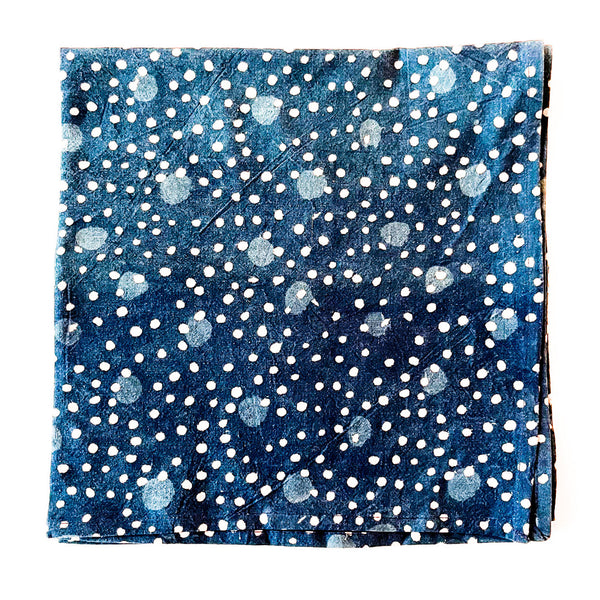Blue Cosmic Dot Cotton Blockprinted Dinner Napkins Set of 4