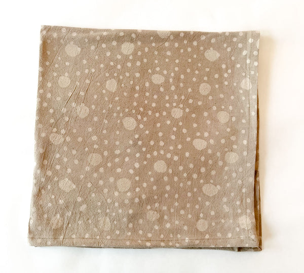 Beige Cosmic Dot Cotton Blockprinted Dinner Napkins Set of 4