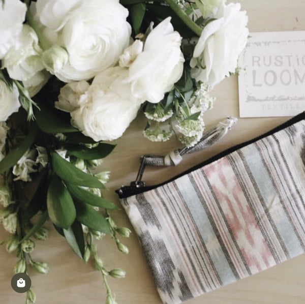 Pink Pastel ikat zipper pouch