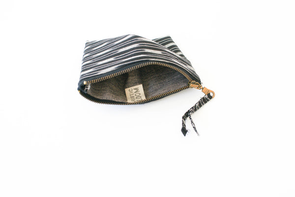 Black Stripe Ikat Small Zipper Pouch