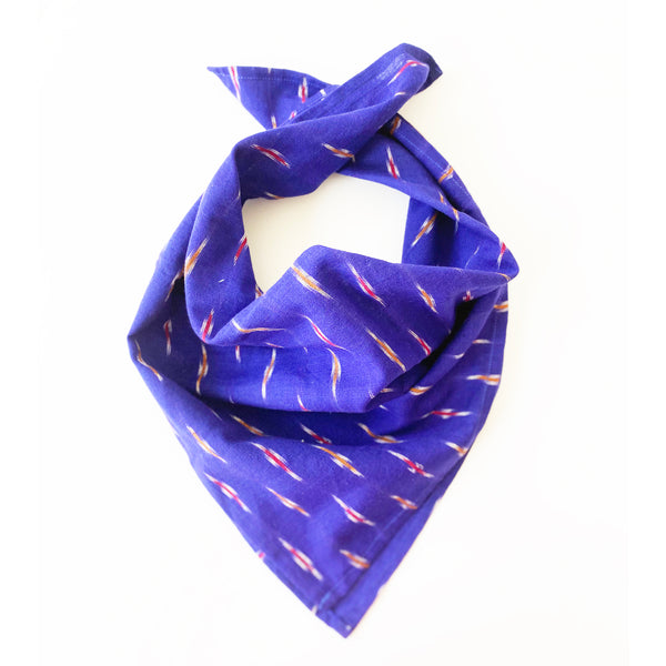 Marine Blue Dash Cotton Ikat Bandana