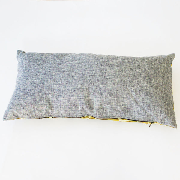 Maize Gold Coral Swirl Batik Blockprinted Cotton Lumbar Pillow 12 x 24