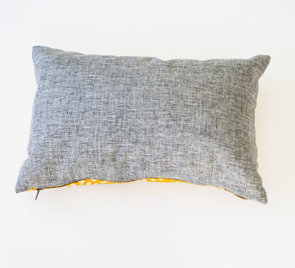 Maize Gold Coral Dot Batik Blockprinted Lumbar Cotton Pillow 12 x 18