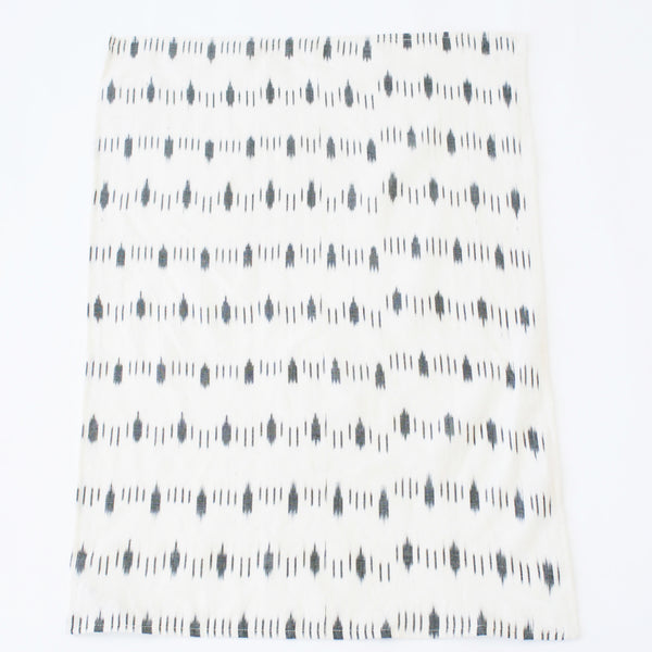 White Dotty Dash Cotton Ikat Woven Tea Towel