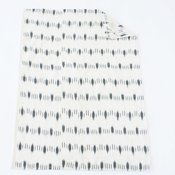 White Dotty Dash Cotton Ikat Kitchen Towel