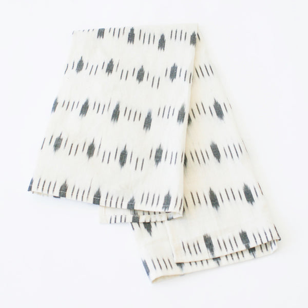 White Dotty Dash Cotton Ikat Woven Tea Towel