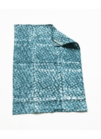 SOLD OUT Teal Green Dot Handprinted Batik Linen Kitchen Tea Towel