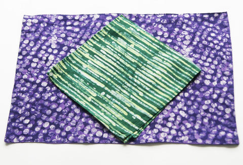 Cotton Cloth Placemat Purple Dot Hand Batik Block Printed Set of 4