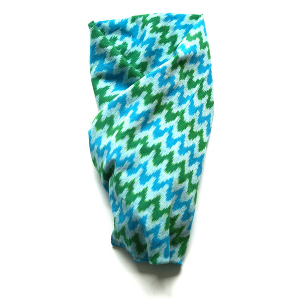 Aqua Blue Green Cotton Ikat Woven Baby Swaddle