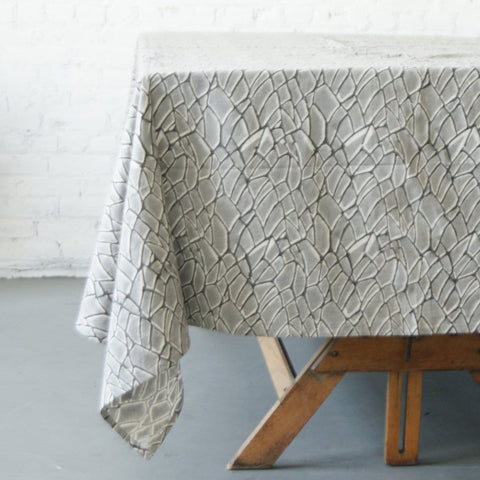 Grey Branch Cotton Tablecloth Hand Block Printed