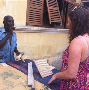 A little bit about the process of batik block printing with a batik artisan in Ghana