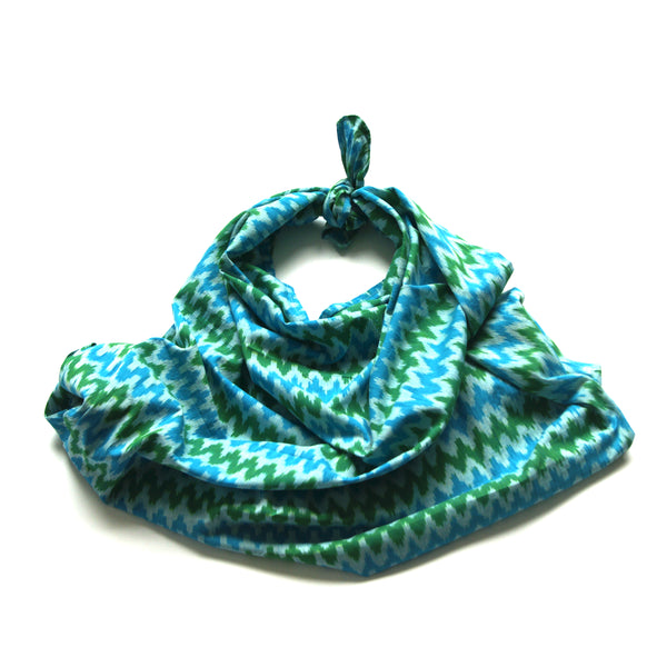 Aqua Blue Green Cotton Ikat Woven Baby Swaddle