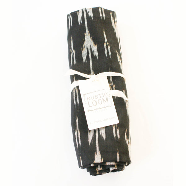 Black Tulip Ikat Cotton Baby Swaddle