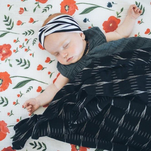 Black Ikat Cotton Baby Swaddle