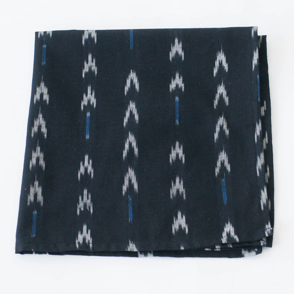 Black Blue V Dash Ikat Cloth Dinner Napkins Set of 4