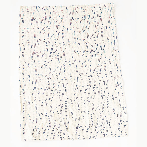 Blue + White Leaf Vine Cotton Blockprinted Tea Towel