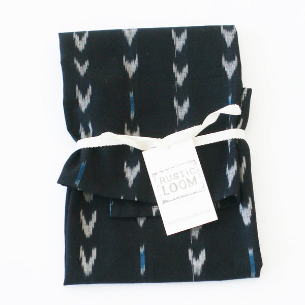 Black  Ikat Woven Tea Towel