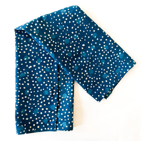 Blue Cosmic Dot Cotton Blockprinted Tea Towel