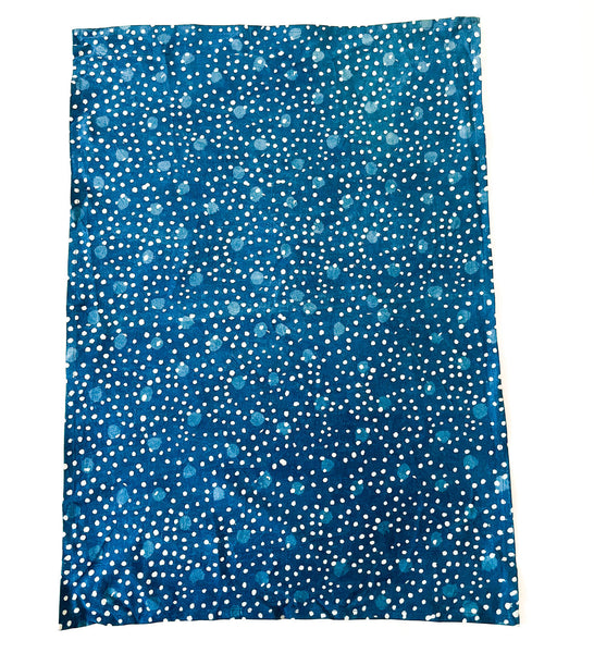 Blue Cosmic Dot Cotton Blockprinted Tea Towel 20 x 28