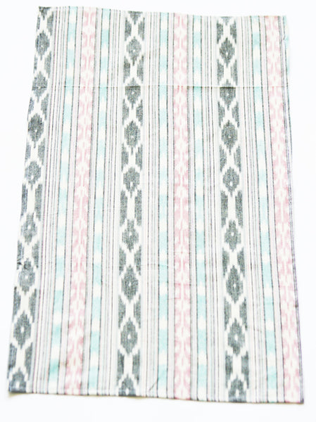 Pastel Pink and Blue Stripe Woven Cotton Ikat Tea Towel