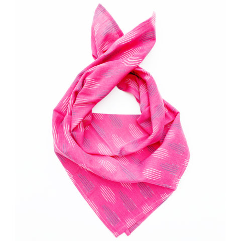 Fuchsia Pink Dot Cotton Ikat Woven Bandana
