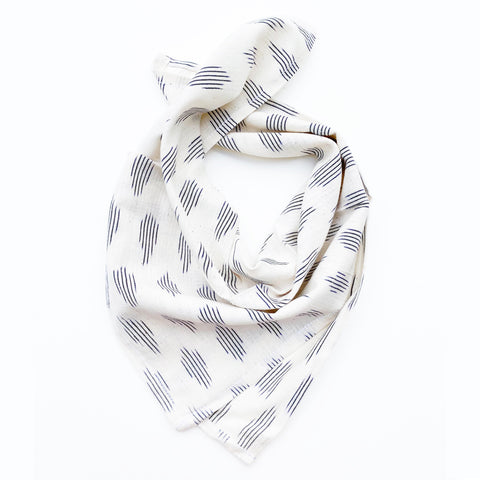 White Modern Dot Hand Dyed Ikat Bandana