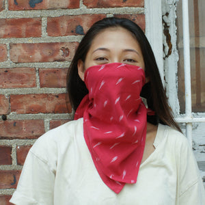 Red Aqua Dash Cotton Ikat Bandana