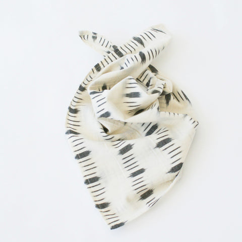 White Dotty Dash Ikat Cotton Ikat Bandana
