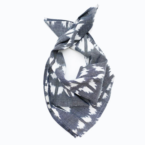 Grey Ikat Triangle Hand Dyed Woven Bandana