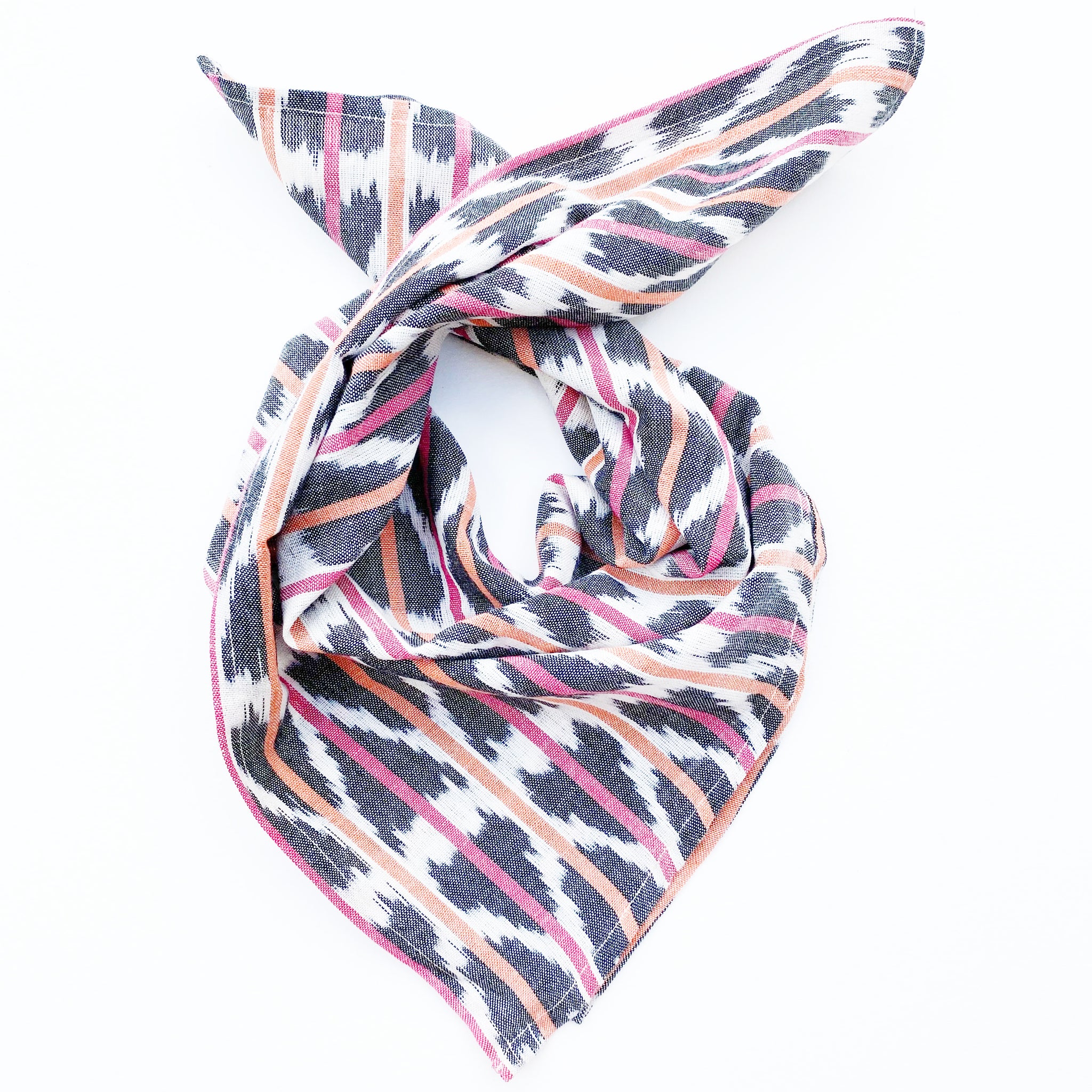 Orange Pink Triangle Stripe Ikat Bandana Ethical Fashion
