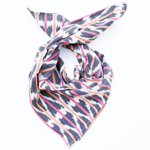Orange Pink Triangle Stripe Ikat Bandana Ethical Fashion