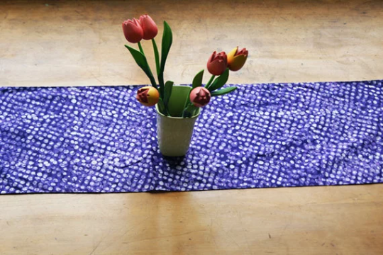 Cotton Purple Dot Batik Block Print Table Runner