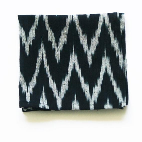 SOLD OUT Black Zig Zag Handwoven Ikat Cotton Cocktail Napkin Set