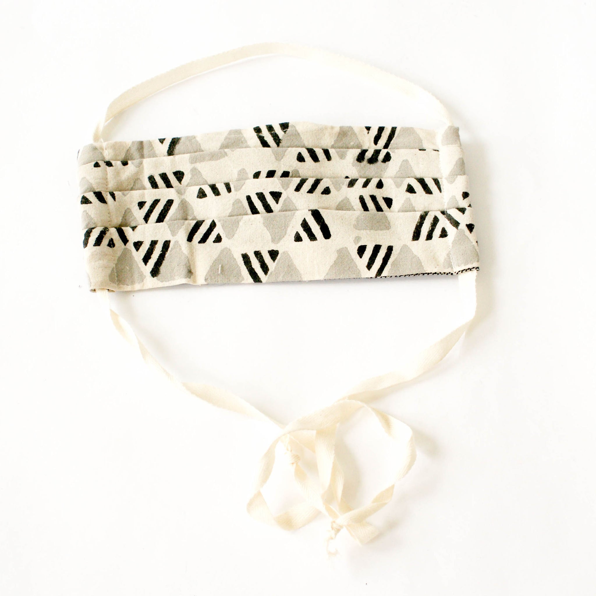 Grey Triangle Block Printed Cotton Face Mask
