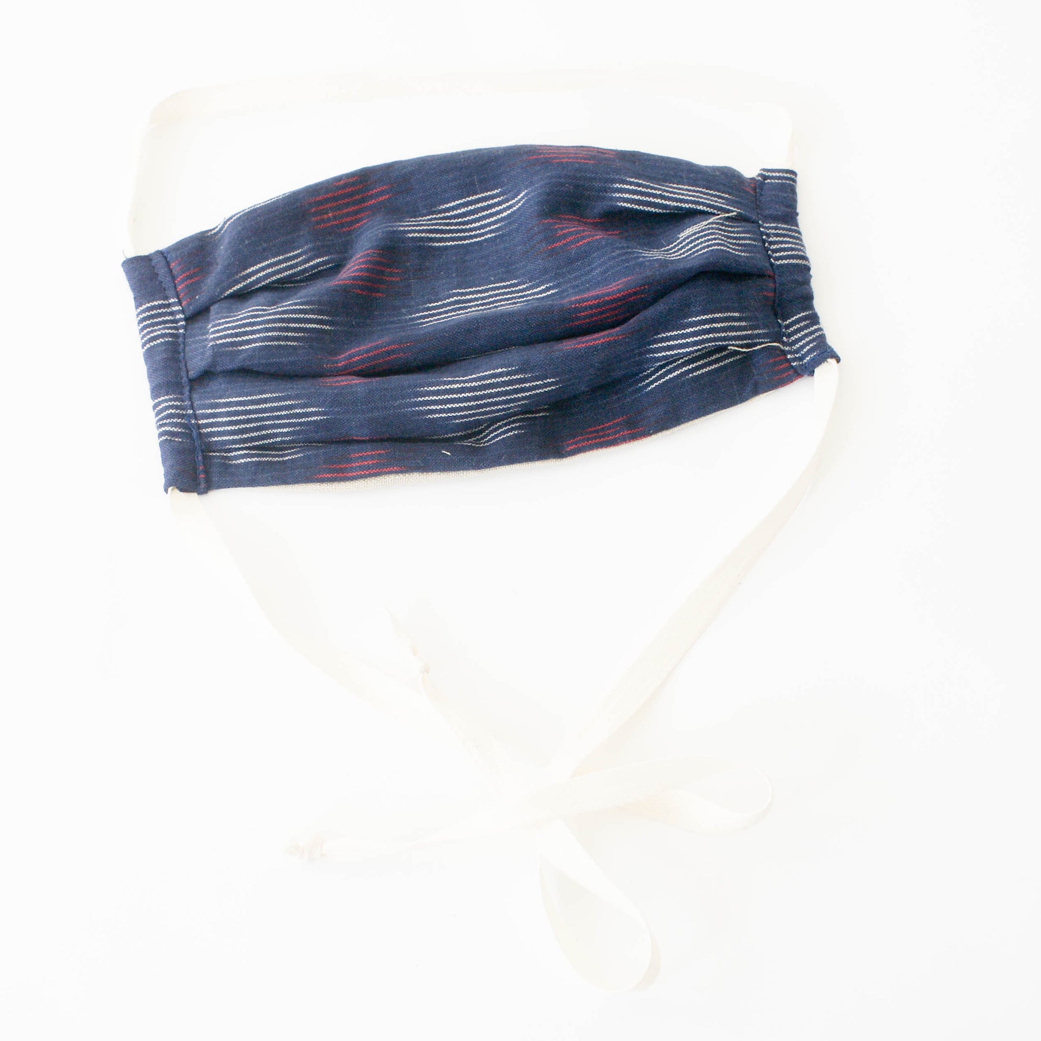 Navy Blue Modern Dot Reusable Hand Dyed + Woven Face Mask