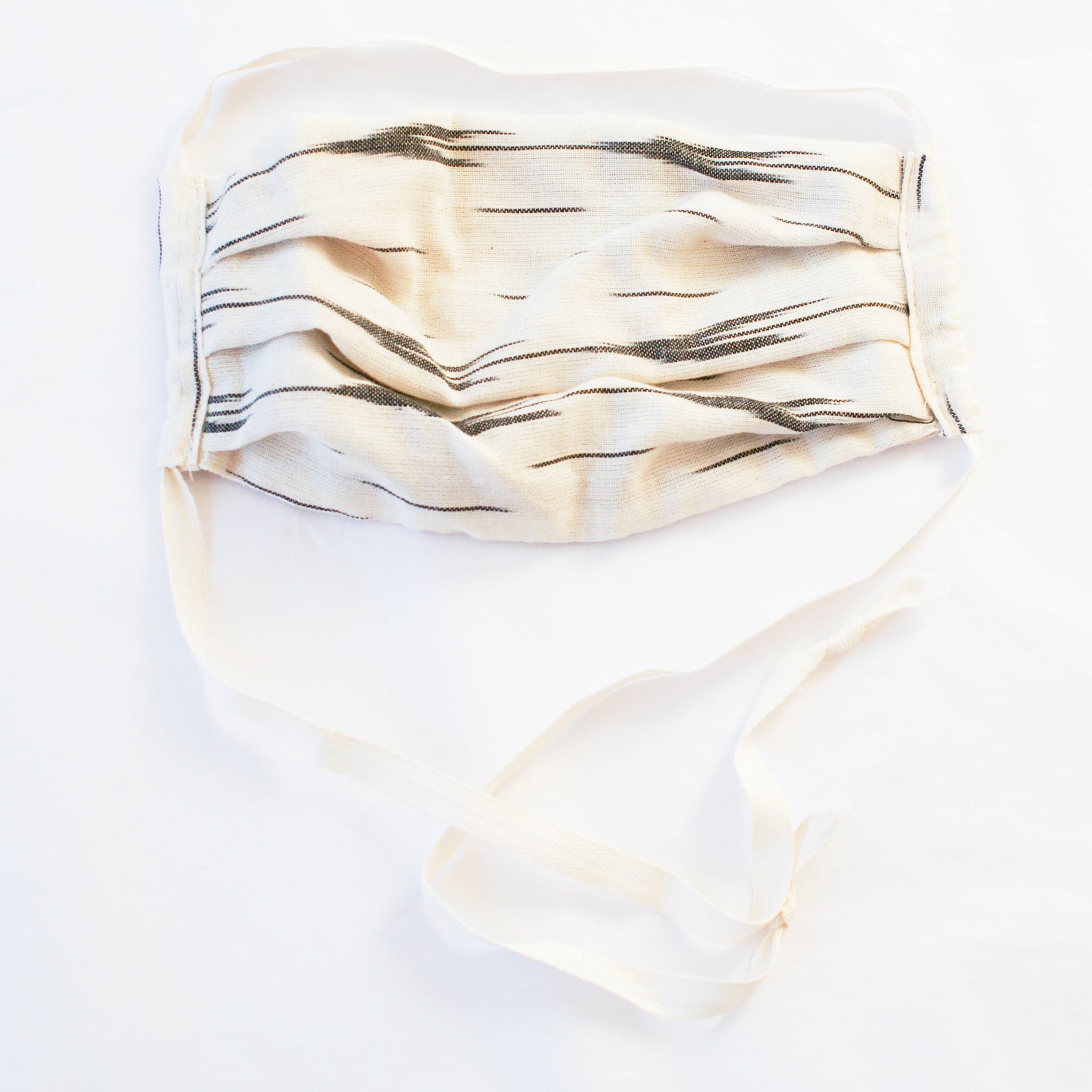 White Arrow Stripe Ikat Cotton Face Mask