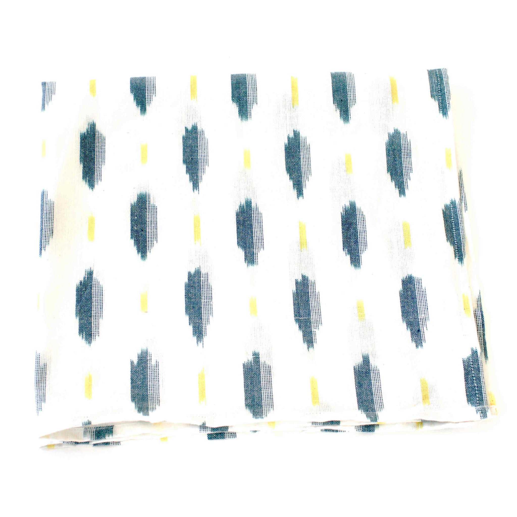 White Green + Yellow Ikat Leaf Cotton Woven Napkin Set