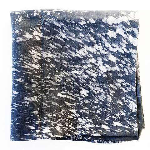 Black Grey Splatter Paint Batik Linen Cloth Napkin- Set of 4