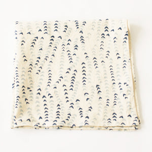 Blue + White  Leaf Vine Cotton Blockprinted Dinner Napkin Set