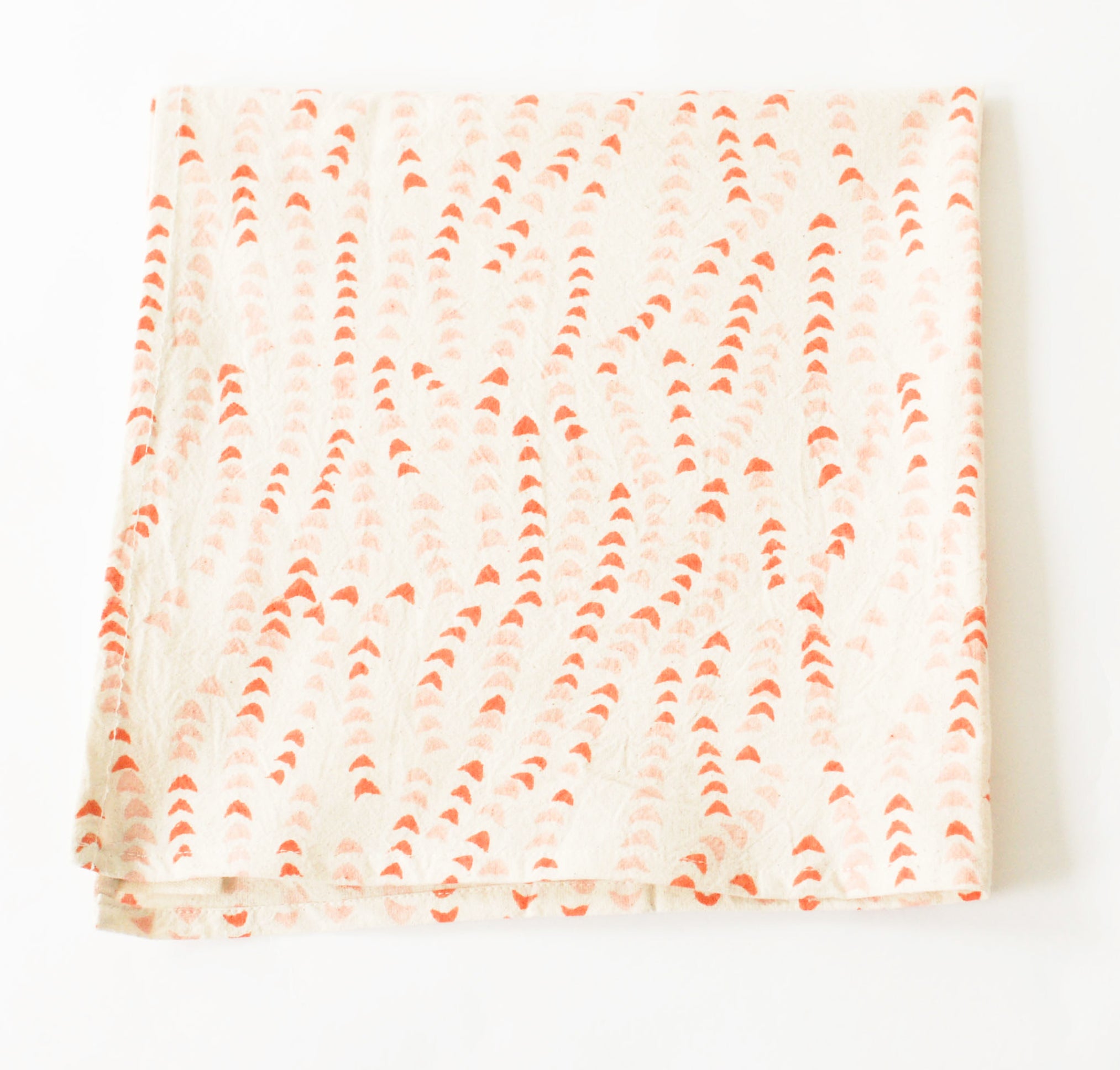 Orange, Pink, White  Leaf Vine Cotton Blockprinted Dinner Napkin Set
