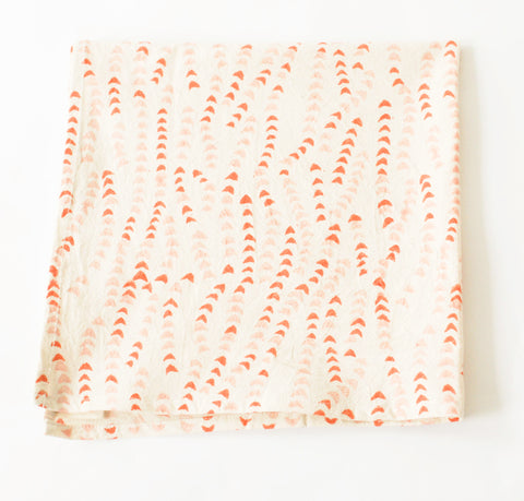Orange, Pink, White  Leaf Vine Cotton Blockprinted Dinner Napkin Set