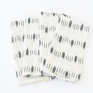 White Dotty Dash Ikat Cloth Dinner Napkins Set of 4