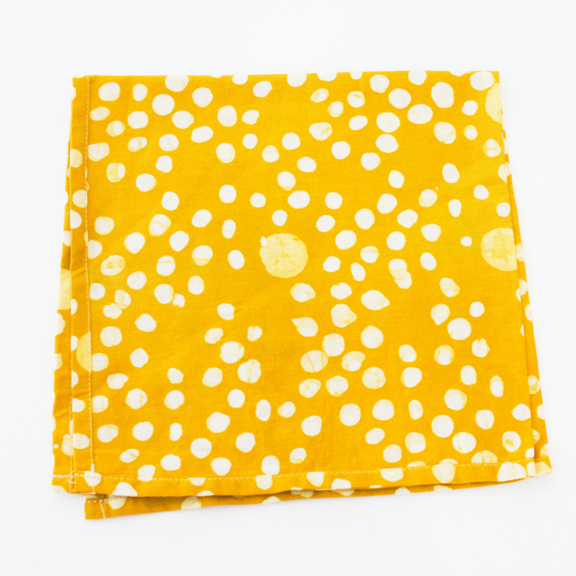 Maize Yellow Coral Dot Batik Block Printed Cotton Napkins Set of 4