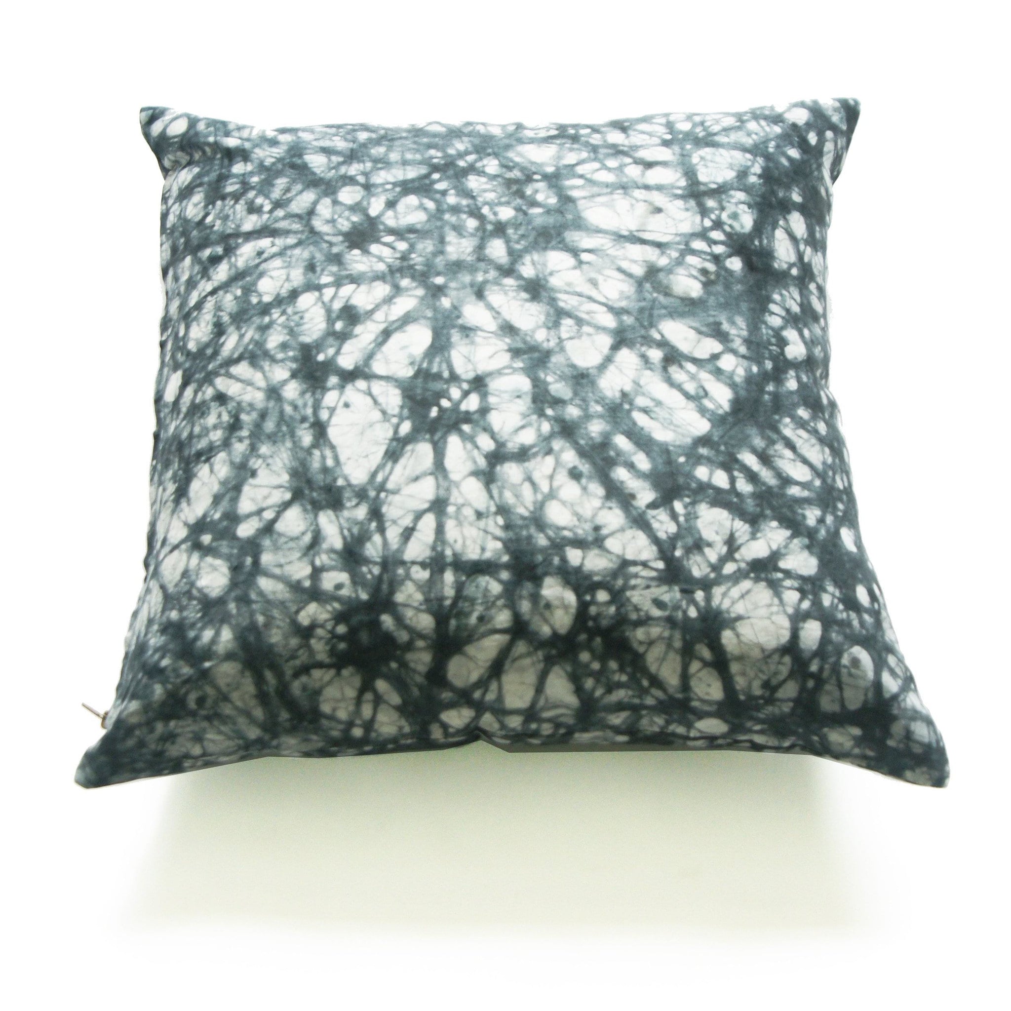Black Splatter Paint African Batik Linen 22 x 22 Square Pillow