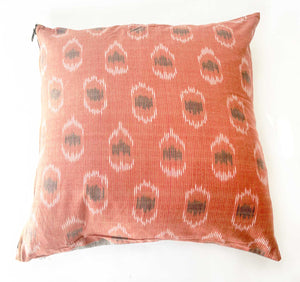 Blush Peacock Cotton Ikat Pillow Square 20 x 20