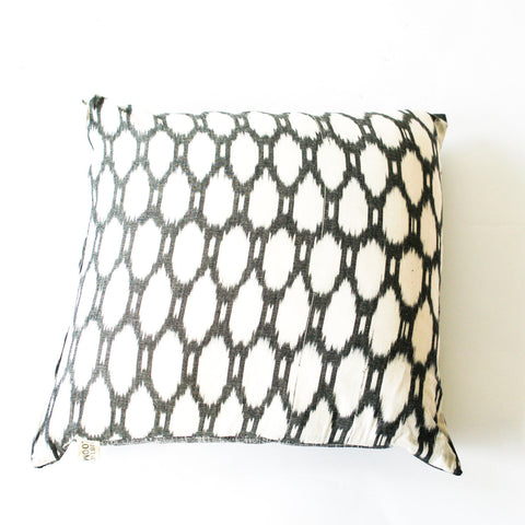 White Oval Cotton Ikat Pillow Square 20 x 20