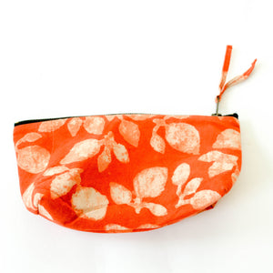 Orange Leaf Cosmetic Bag Zipper Pouch