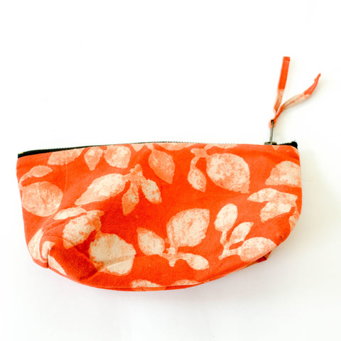 Orange Leaf Cosmetic Bag Zipper Pouch